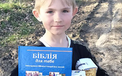 Ukrainian boy with Bible
