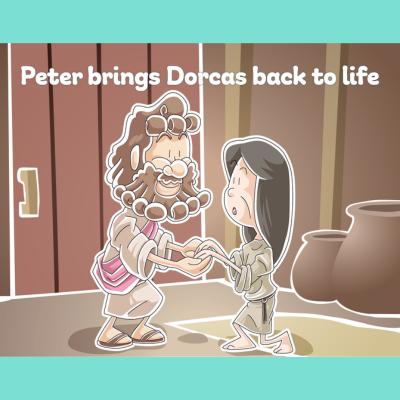 Peter brings Dorcas back to life