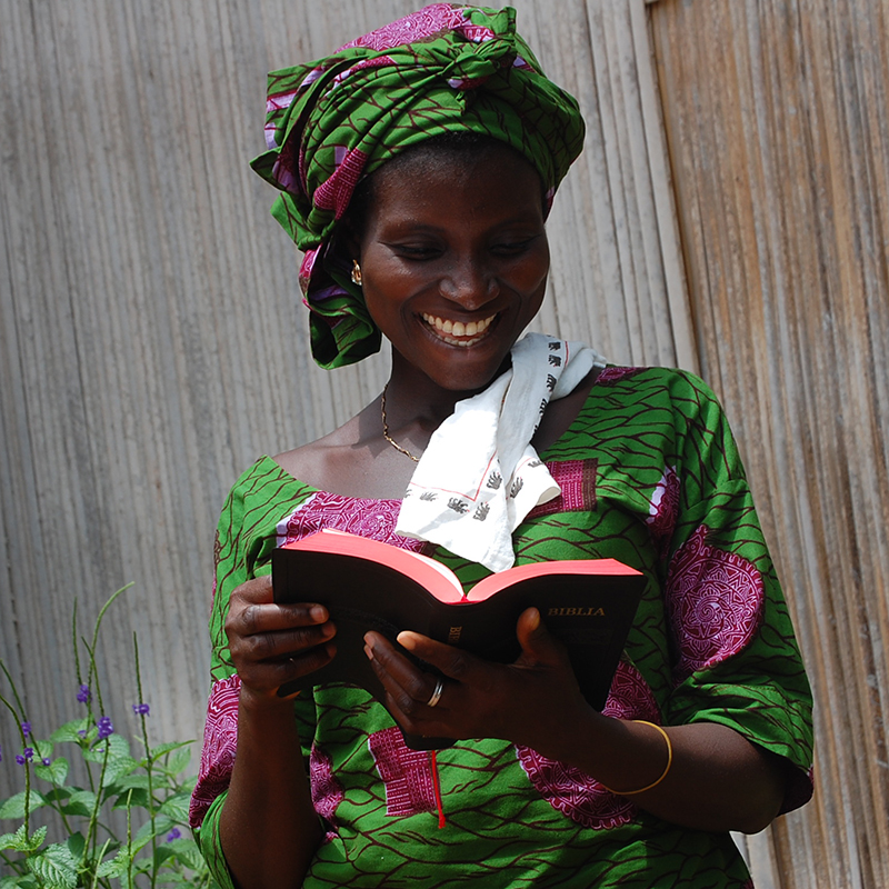 Woman reading a Bible