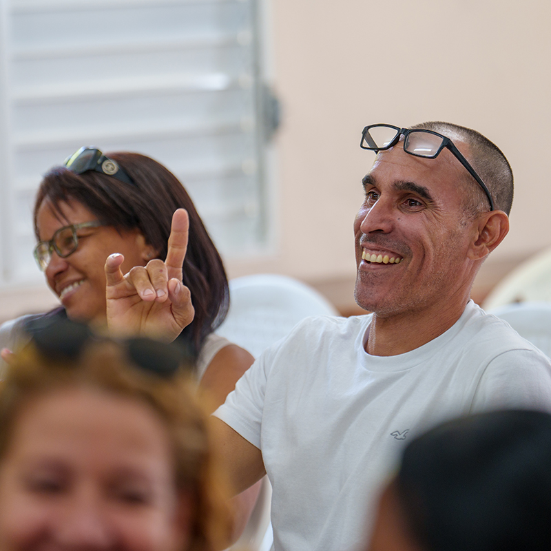 Smiling man and woman